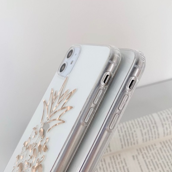 Clear Gold Pineapple Flamingo Trendy iPhone Case - Picture 3 of 3